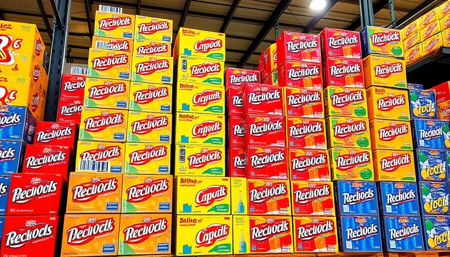 Colorful soda display showcasing various brands in a store.