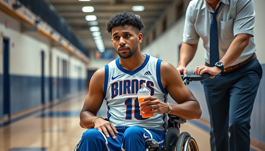 Basketball player in wheelchair holding drink, Cooper Flagg Sixers.