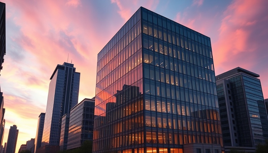 Modern building at twilight representing Sotheby’s and Pace Gallery partnership