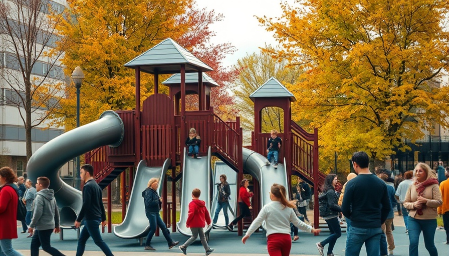 Engaging urban playground with children, related to Vision Zero funding Philadelphia budget.
