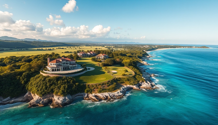 Beautiful aerial view of luxury homes in Eleuthera on a coastline.