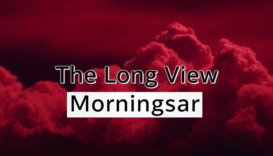 Minimalist maroon design with 'The Long View' text on investing.
