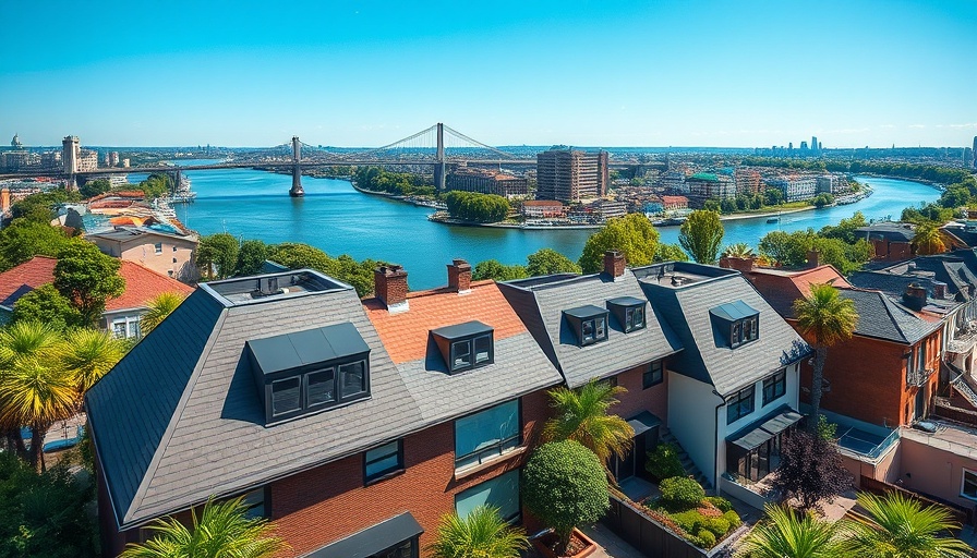 Modern townhouse with rooftop view in Philadelphia near bridge.