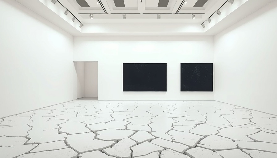 Hong Kong Art Week exhibitions feature contemporary minimalist installation with cracked floor.
