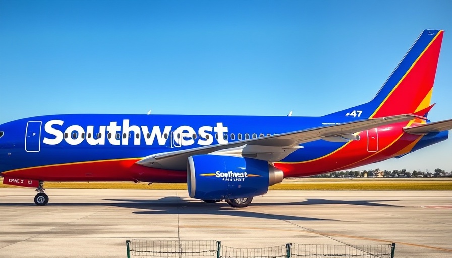 Southwest Airlines plane on tarmac, bright sky, Southwest Companion Pass.