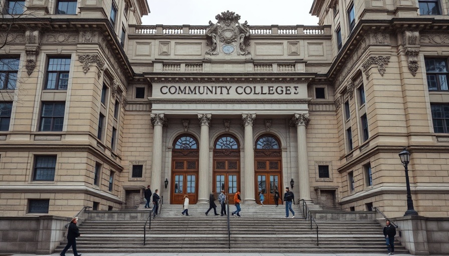 Community College Philadelphia strike authorization, historic entrance, overcast.