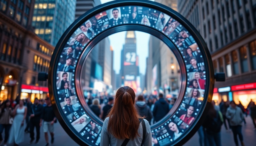 Interactive portal in Philadelphia, young woman observing display.