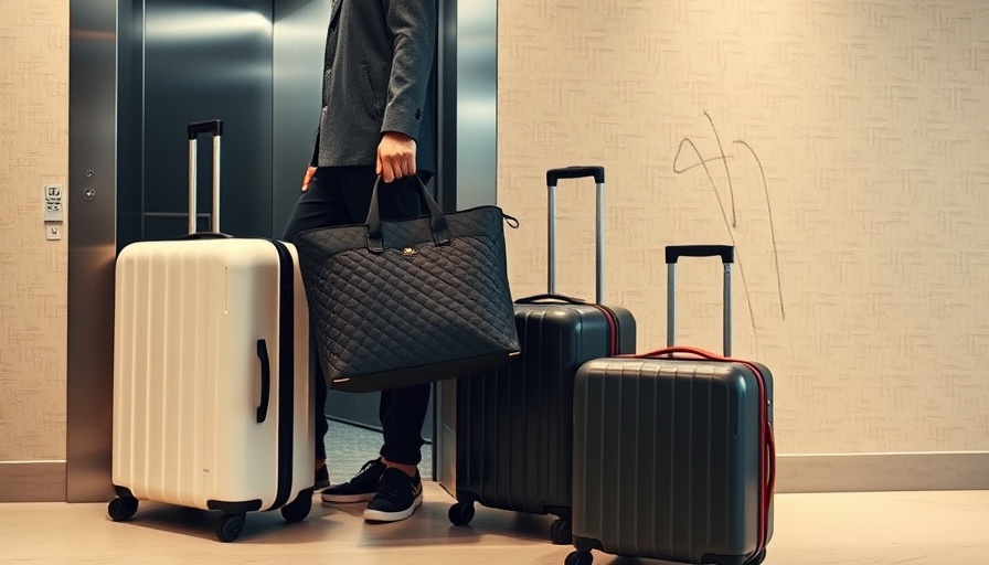 Collection of best hard-shell luggage with person exiting an elevator.