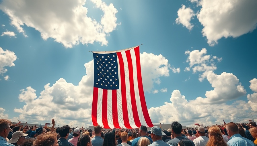 Large crowd under American flag symbolizing New Right's influence in U.S. politics.