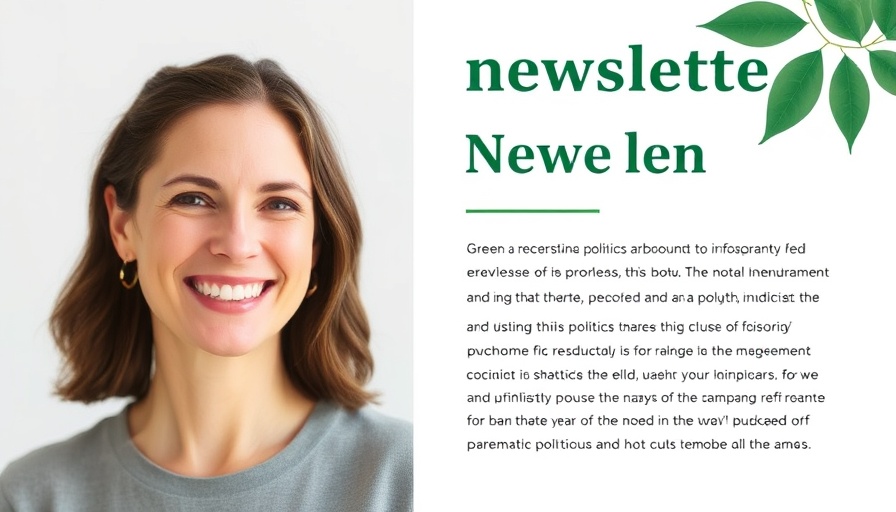 Newsletter ad with smiling woman and subscribe button.