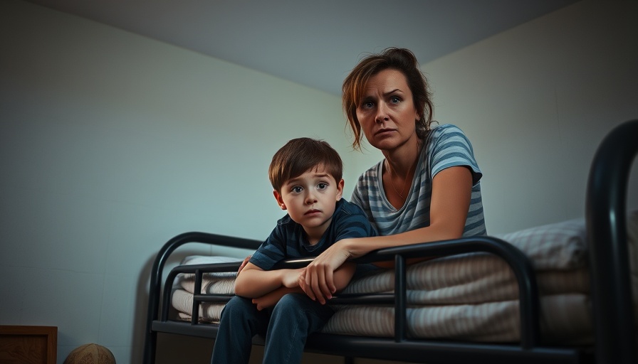 Trump's Tariffs Effects on Working-Class Americans depicted by a worried family in a dim room.