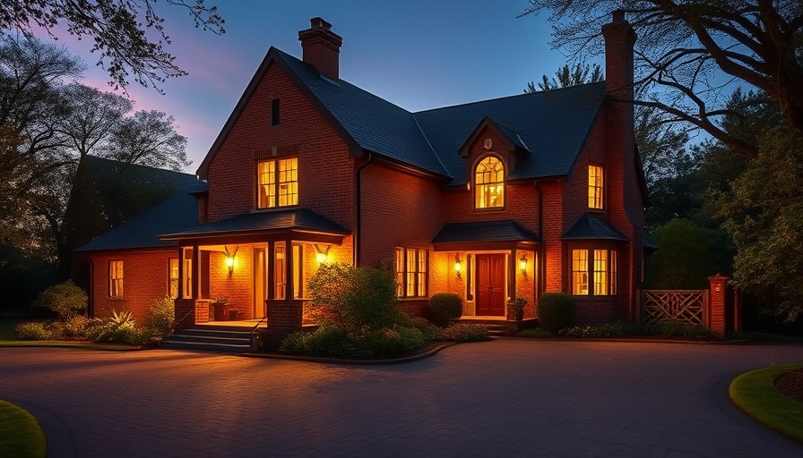 Charming historic house at dusk in Main Line real estate market.