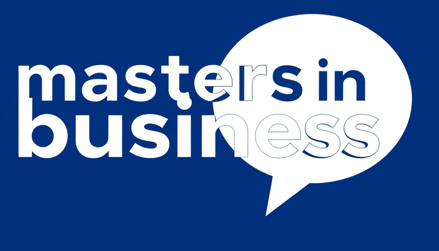 Logo for Masters in Business podcast on a blue background.