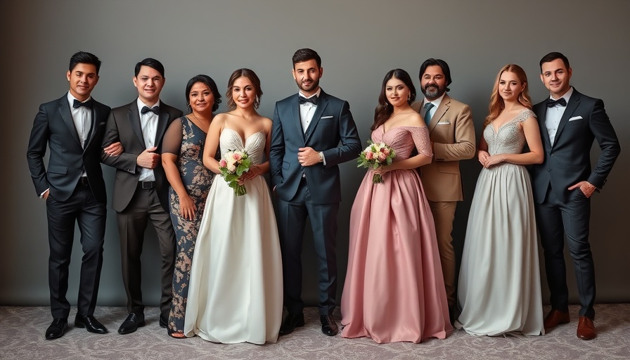 Stylish wedding guests displaying diverse dress codes for weddings.