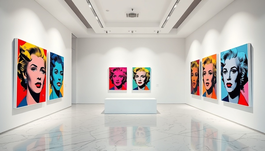 Modern art gallery with colorful Warhol-style portraits