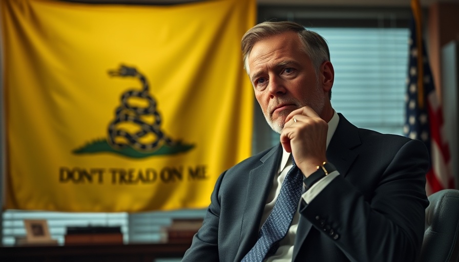 Pentagon aides suspended against American and 'Don't Tread on Me' flags.