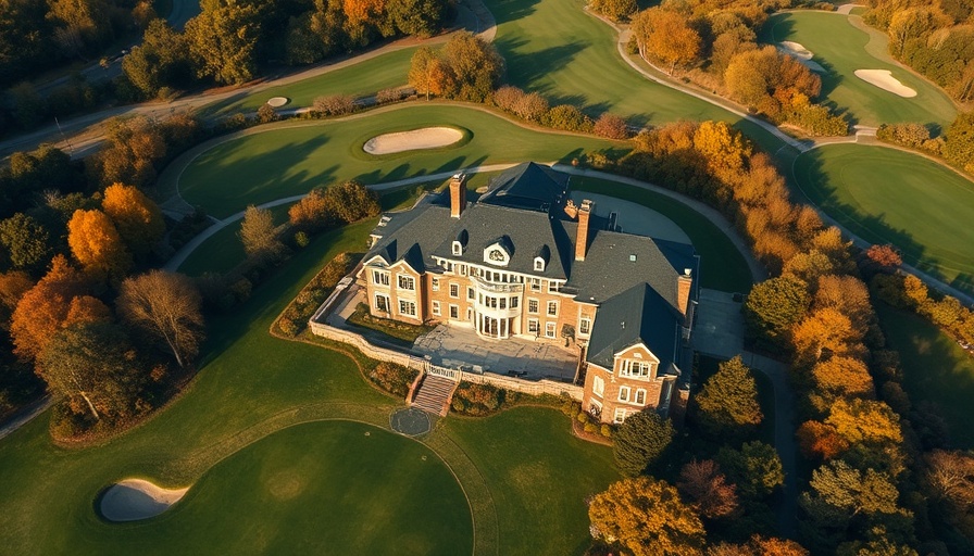 Aerial view of Main Line luxury real estate with golf holes.