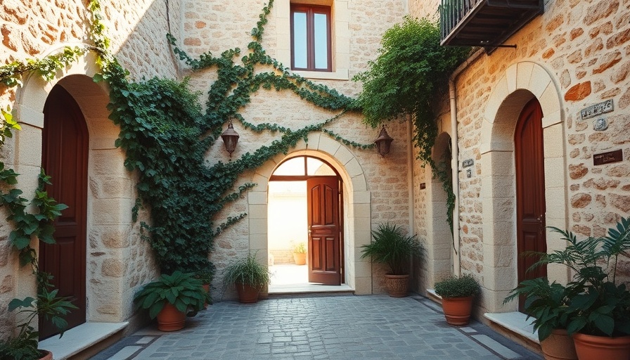 Charming stone courtyard at one of the best hotels in Puglia.