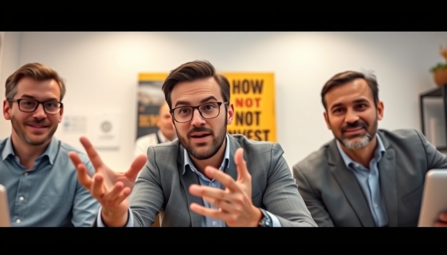 Three men on a video call discussing investing strategies.