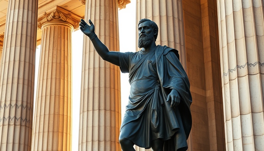 Historical statue in Garden of Heroes with columns.