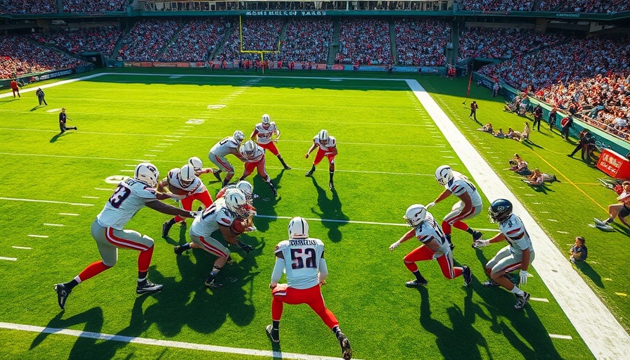 Football game scene with players in action, executing a 'Tush Push'.