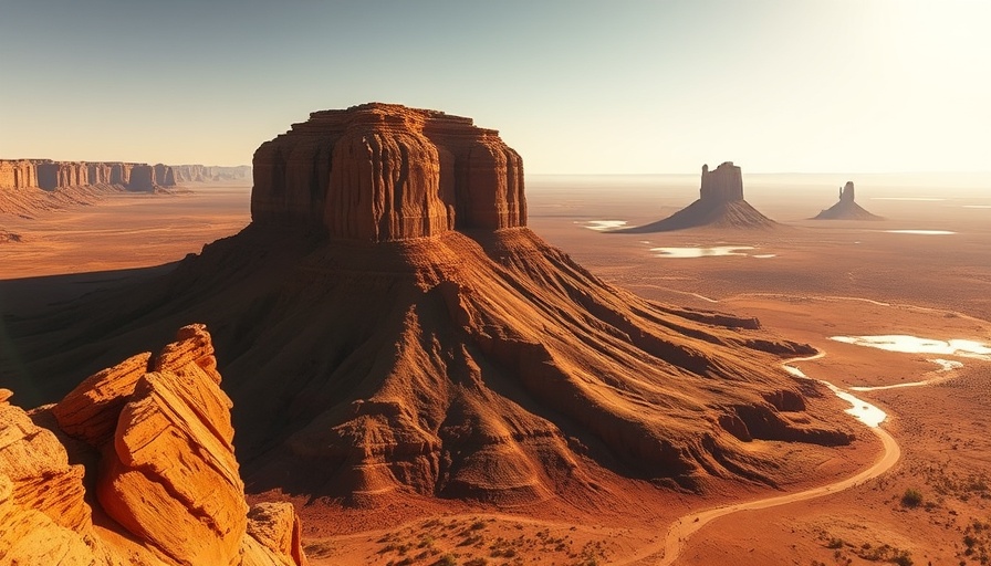 Expansive desert mesa under sunlight, ideal for global expeditions.