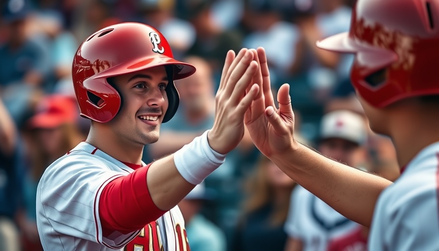 Garrett Stubbs celebrates during a game, receiving high-fives.