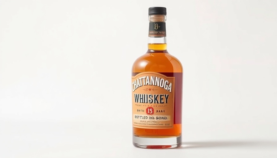 Chattanooga Whiskey Bottled-in-Bond Bourbon bottle on white background.