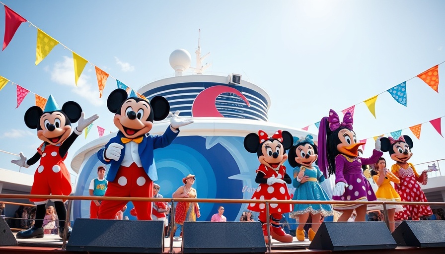 Disney characters performing on cruise ship deck, Disney Fantasy cruise ship experience.