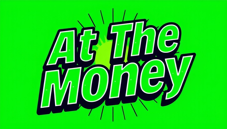Stylized graphic design illustrating 'At The Money' in green hues.