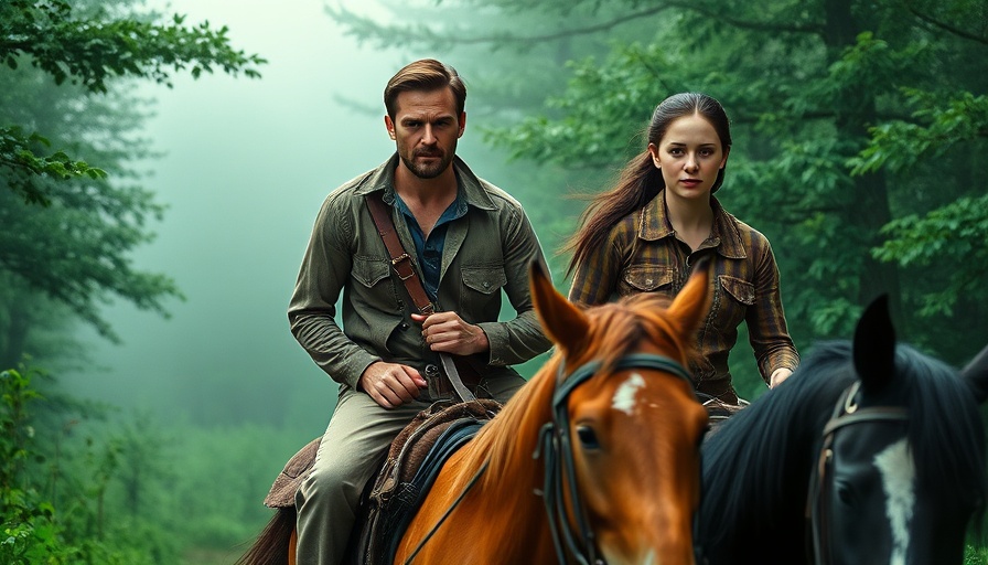Riders exploring forest scene from The Last of Us Season Two Filming Locations