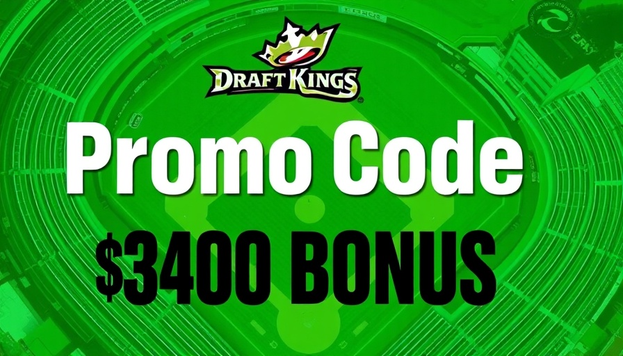 DraftKings promo code offer with stadium background.