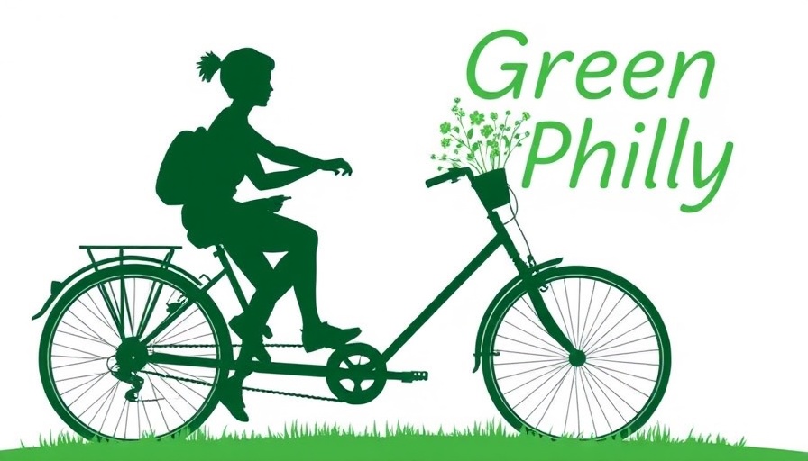 Green Philly logo with cyclist silhouette and flowers representing Philadelphia energy cost rally.