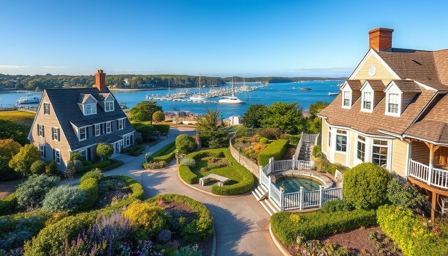 Charming coastal resort in Cape Cod with boats, perfect for summer getaways.