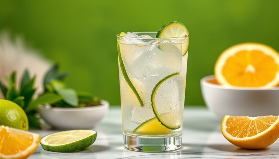 Gordon’s Cup gin cocktail garnished with cucumber and lime.
