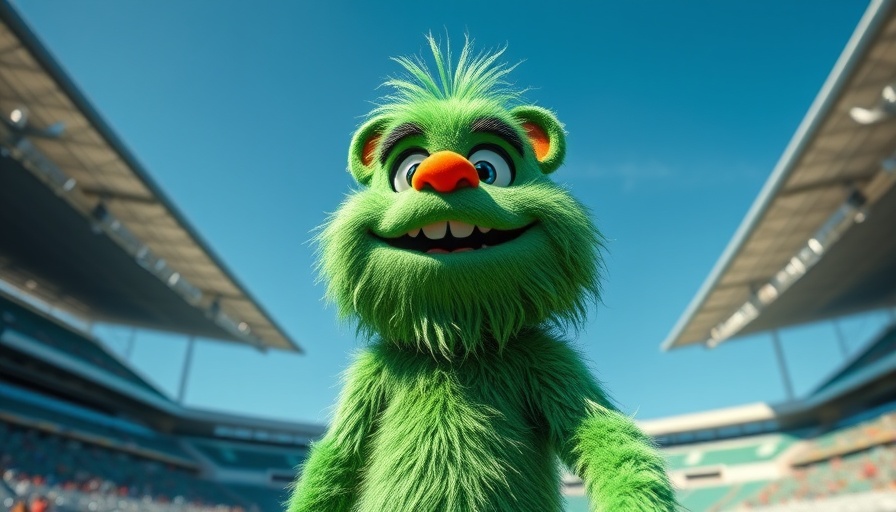 John Kruk Phillie Phanatic Interaction: Iconic green mascot on field.