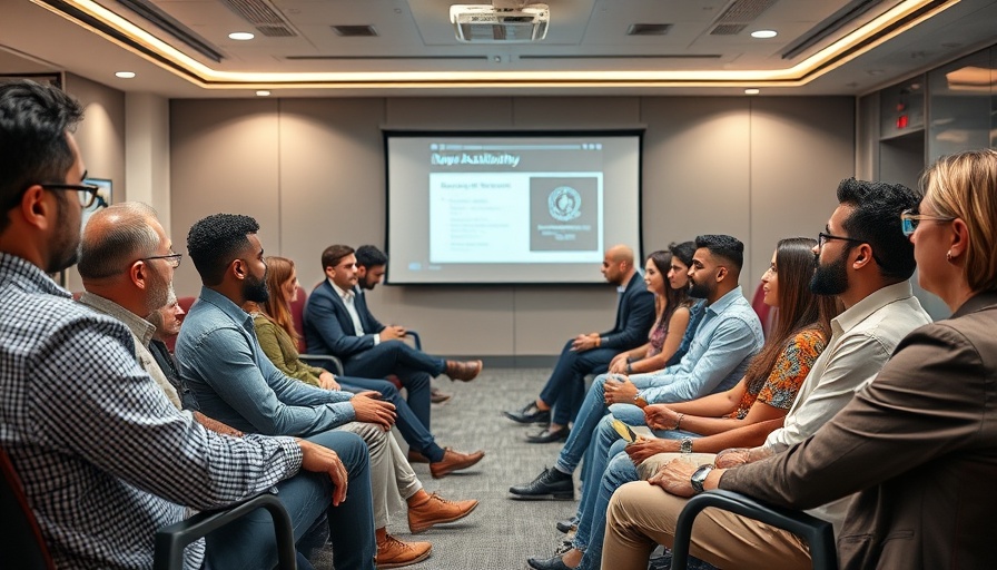 Diverse group in a conference room discussing accessibility solutions.