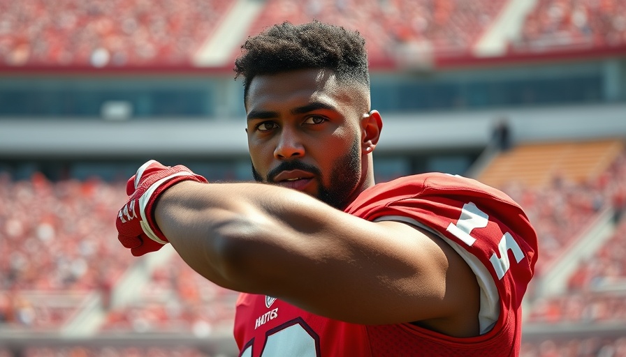 Eagles rookie Ty Robinson comparisons: Football player flexing in red uniform.