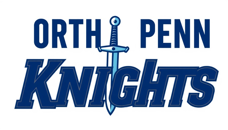 North Penn Knights logo with bold typography and sword design on white background.
