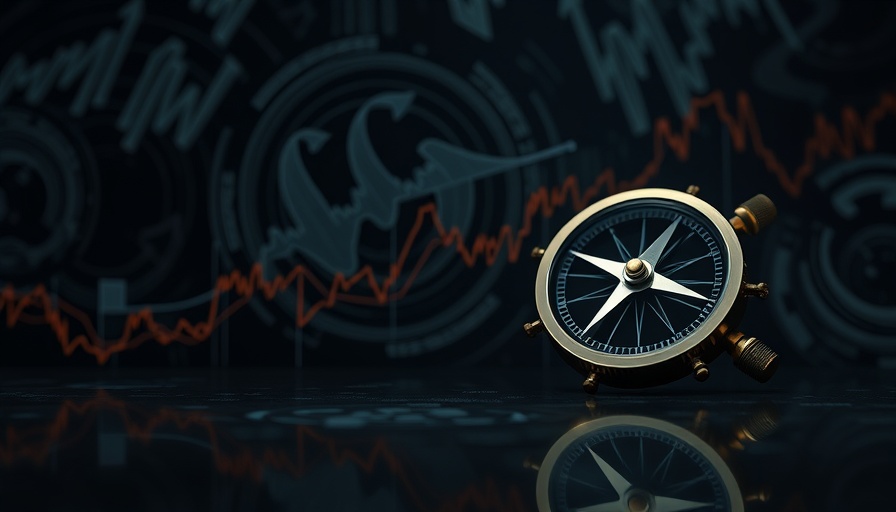 Abstract financial navigation illustration, combining graphs with compass.