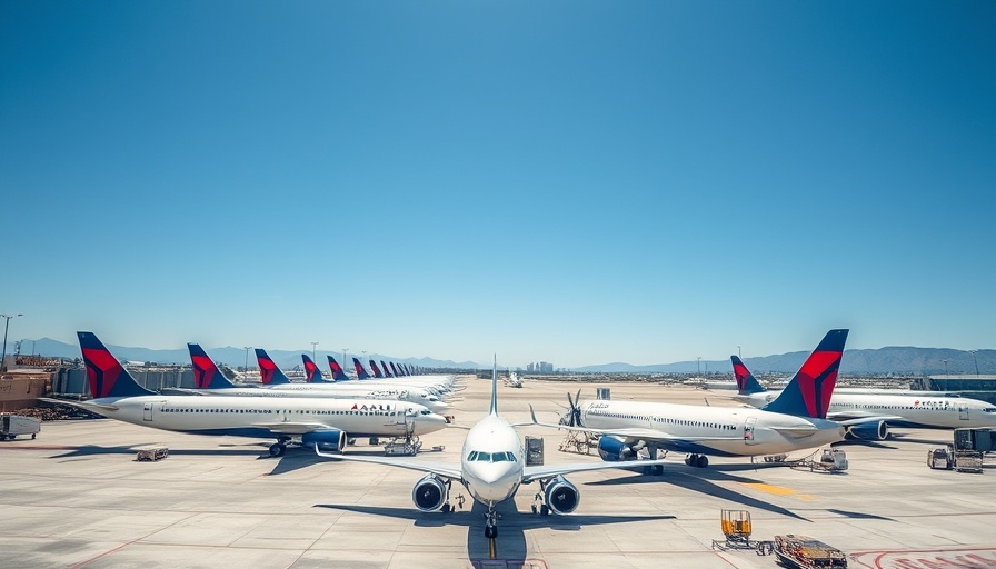 Delta airplanes lined up at airport, promoting Delta SkyMiles Reserve Business Card.