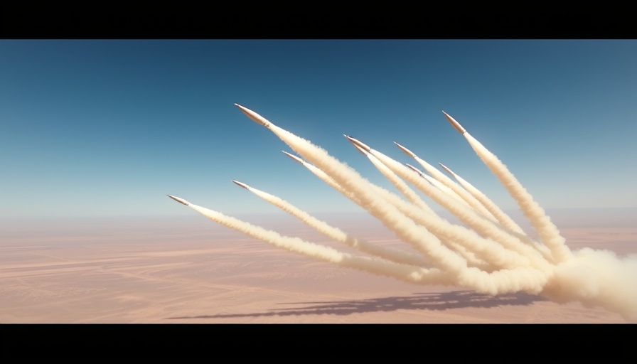 Missiles launching with smoke trails in the sky during Iran nuclear program military intervention.