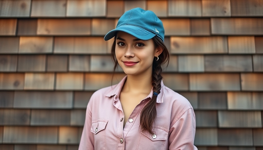 Woman in a blue cap against rustic wooden background, current political landscape.