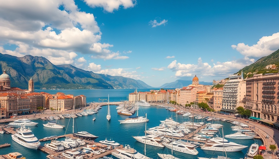 European harbor with yachts and cityscape, symbolizing wealth.