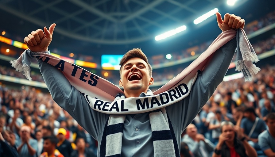 FIFA Club World Cup fans cheering in stadium with Real Madrid scarf.