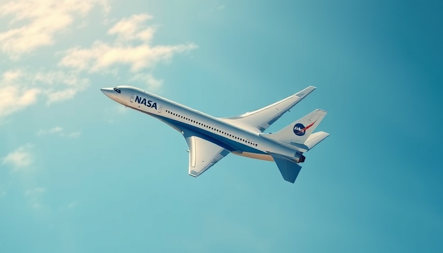 NASA aircraft in low altitude flight over clear skies.