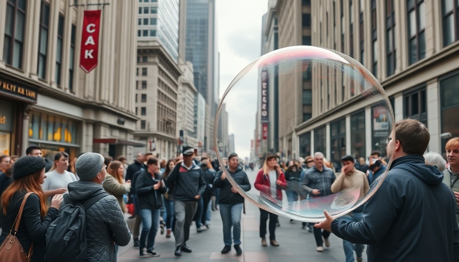 Philadelphia city street scene with bubble performer and families