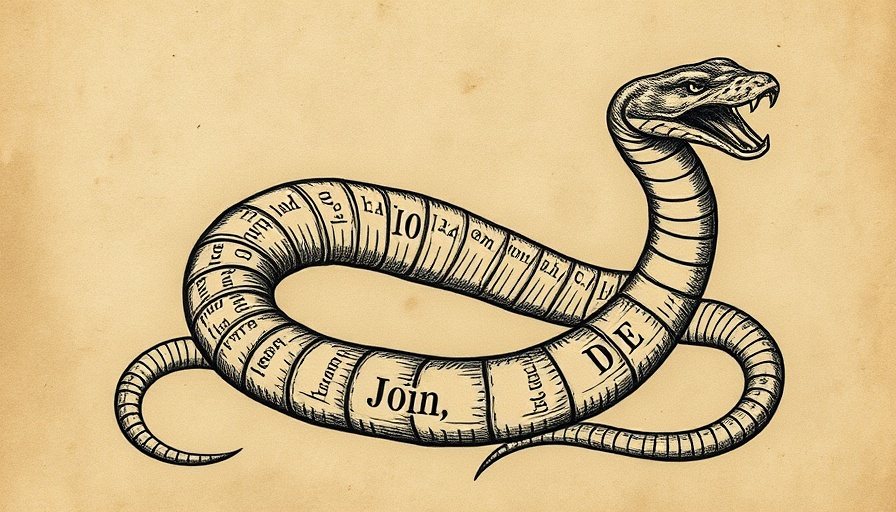 Benjamin Franklin 'Join or Die' illustration of segmented snake.