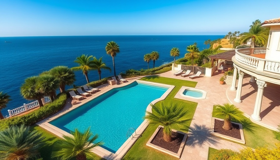Mark Burnett Malibu estate rental with ocean views and pool on a sunny day.