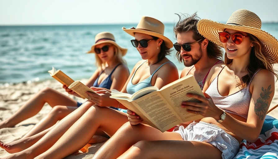 Beachgoers reading on a sunny day, Free Press Summer Reading Guide.